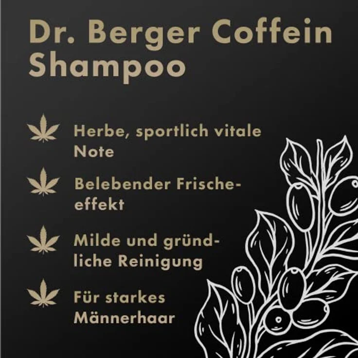 Dr. Berger – Coffein Shampoo für den Mann – erfrischende Pflege für starkes Männerhaar – 200 ml Shampoo mit Koffein & Menthol regt das Haarwachstum an und wirkt juckender Kopfhaut entgegen – Bild 2