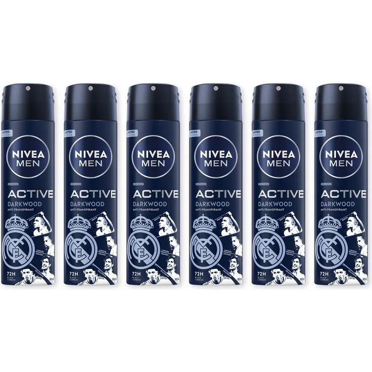 NIVEA MEN Active Darkwood Limited Edition, Deodorant Spray mit 72 Stunden Antitranspirant-Schutz, 6 x 150ml