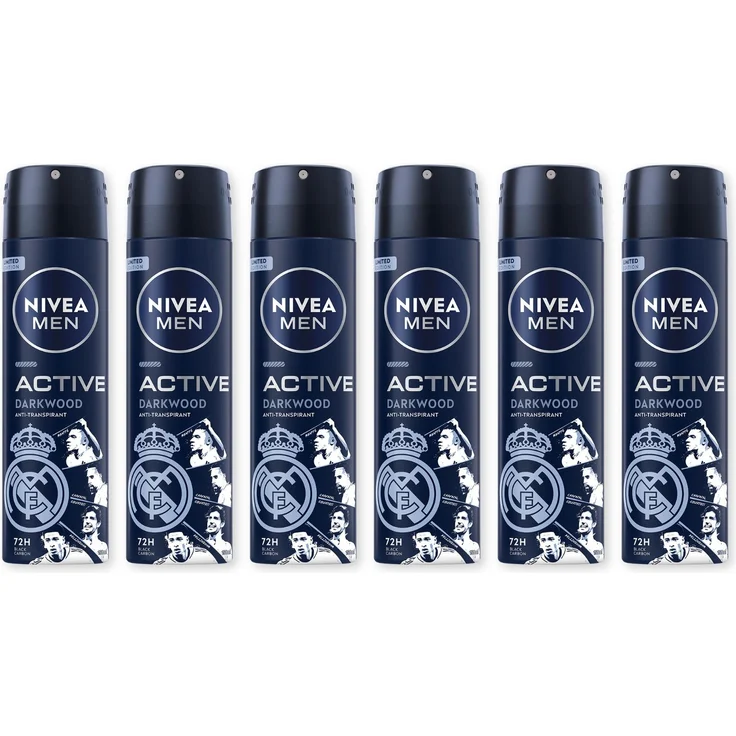 NIVEA MEN Active Darkwood Limited Edition, Deodorant Spray mit 72 Stunden Antitranspirant-Schutz, 6 x 150ml