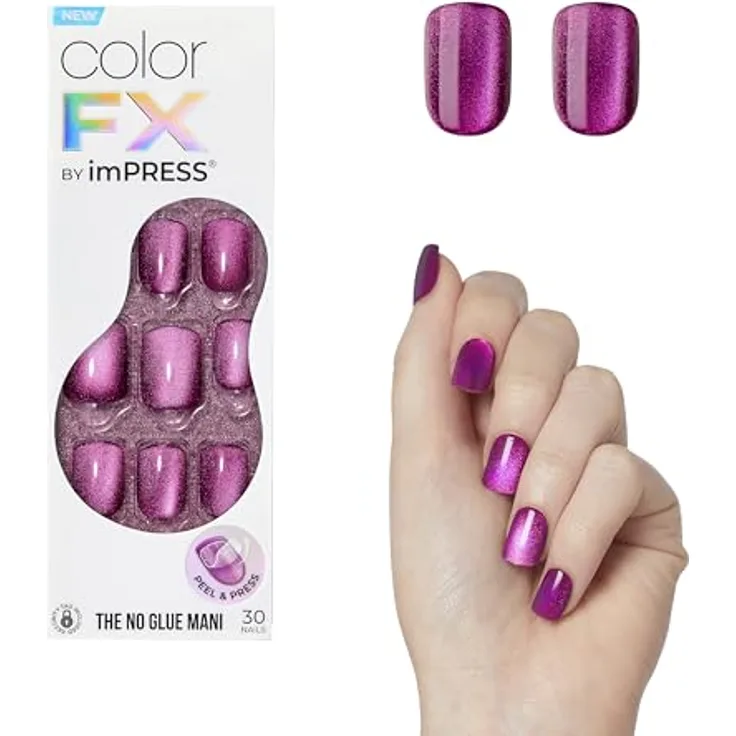 KISS Color FX im Press, Künstliche Fingernägel selbstklebend, 30 Stück für perfektes Nageldesign