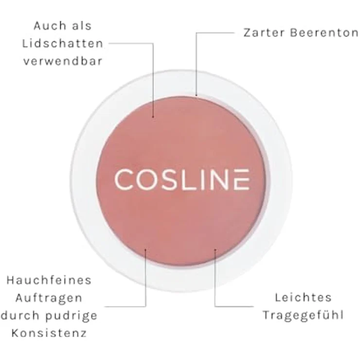 COSLINE Rouge Beere, Nr. 703, Zarter Beerenton, Matt, Leichtes Tragegefühl, Vegan, Auch als Lidschatten verwendbar – Bild 2