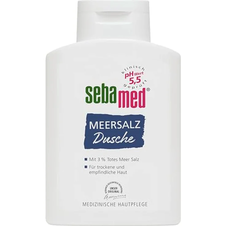 Sebamed Meersalz Dusche 200 ml, Duschgel für Männer und Frauen, seifenfreie Reinigung für empfindliche und trockene Haut, ohne Mikroplastik – Bild 1