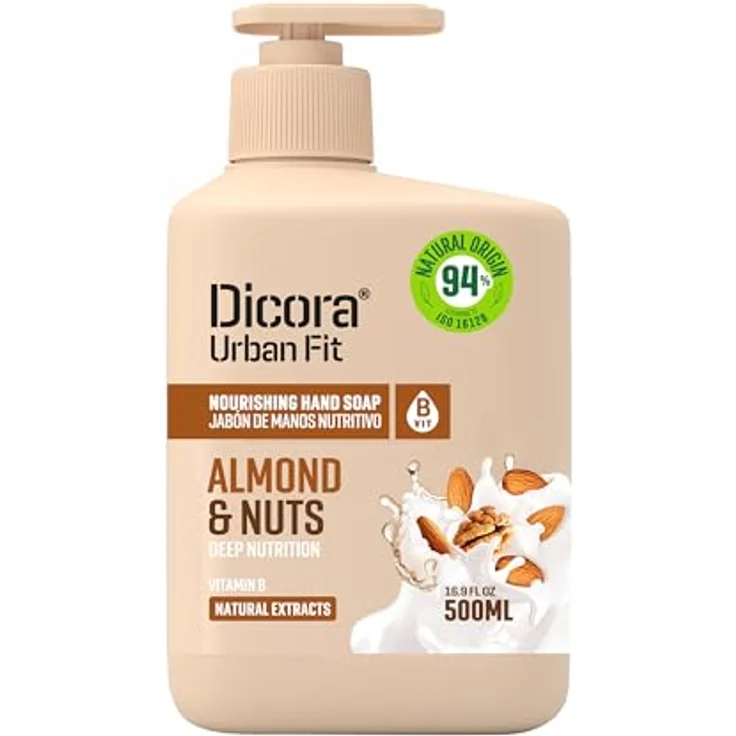 Dicora Urban Fit Jabón de Manos Vitamina B, Handseife mit nüchterner Essenz von Almendra und Nueces, 500 ml – Bild 1