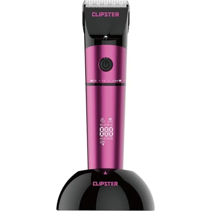 CLIPSTER Akkuschermaschine DeloX, kabellos mit 4 Aufsteckkämmen, pink – Bild 5