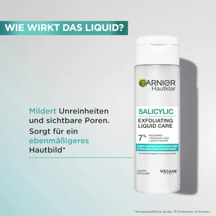 Garnier Salicylic Exfoliating Liquid Care, Toner mit 7 % Salicylsäure und Niacinamide, sanftes Gesichtspeeling für gemilderte Unreinheiten und ebenmäßigen Teint, 120 ml – Bild 2