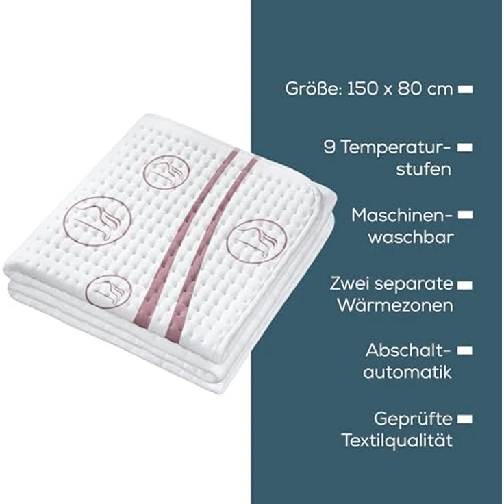 Beurer UB90 Wärmeunterbett 9 Temperaturstufen Abschaltautomatik rot/weiß – Bild 8