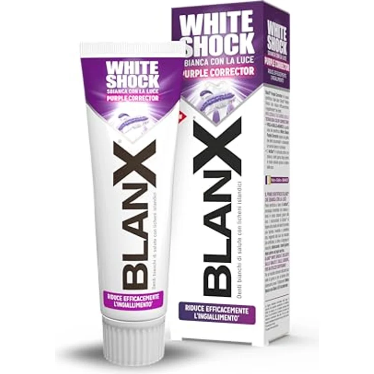 BLANX White Shock Purple Corrector, Zahnpasta Dual Color mit Actilux- und Color Correction-Technologie zur Reduzierung von Vergilbung, sanft zu Zahnschmelz und Zahnfleisch, 75 ml – Bild 1