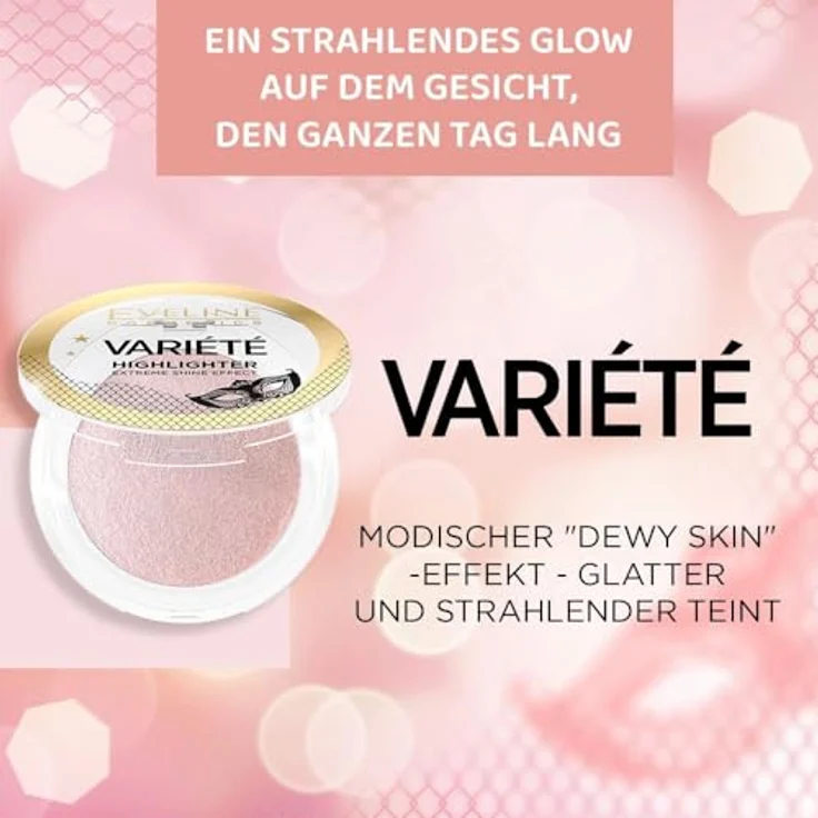 Eveline Cosmetics Variété Glow Enhancing Highlighter Puder, strahlendes Finish mit natürlichen Inhaltsstoffen, 10g – Bild 3