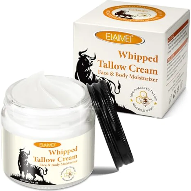 P-Beauty Cosmetic Accessories Whipped Tallow Cream, 60 g, natürliche Feuchtigkeitspflege mit Rindertalg und Honig, hypoallergen, multifunktional