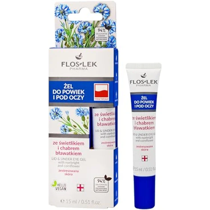 FLOSLEK Pharma Lid- & Unteraugengel mit Augentrost und Kornblume, 15ml, beruhigend und verjüngend – Bild 2