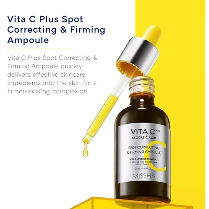 Missha, MISSHA Vita C Plus Spot Correcting Firming Ampoule, 30ml - Hautaufhellendes Serum mit Vitamin C für straffere und strahlendere Haut – Bild 3