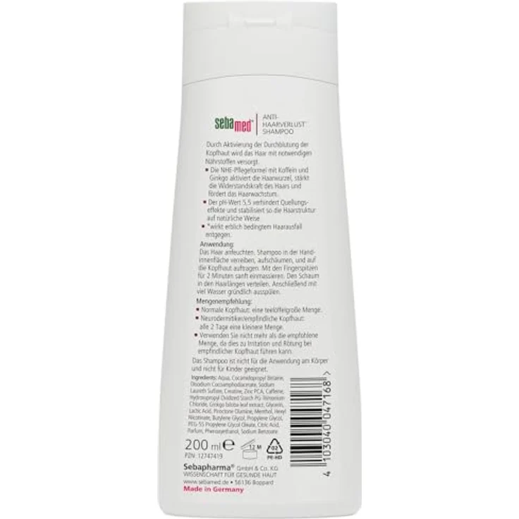 Sebamed Anti-Haarverlust Shampoo, Shampoo gegen Haarausfall, für kräftiges und gesundes Haar, fördert das Wachstum und aktiviert die Haarwurzel, geeignet für Männer und Frauen, 200 ml – Bild 3