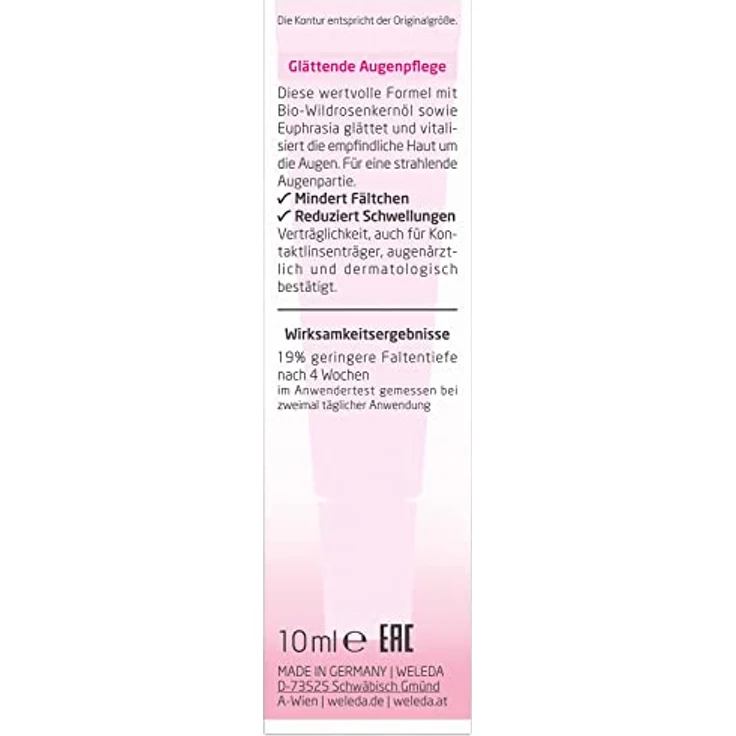 WELEDA Bio Wildrose Glättende Augenpflege, Naturkosmetik Augencreme gegen Falten, Augenringe und Hautalterung im Gesicht für Männer und Frauen (1 x 10 ml) – Bild 3