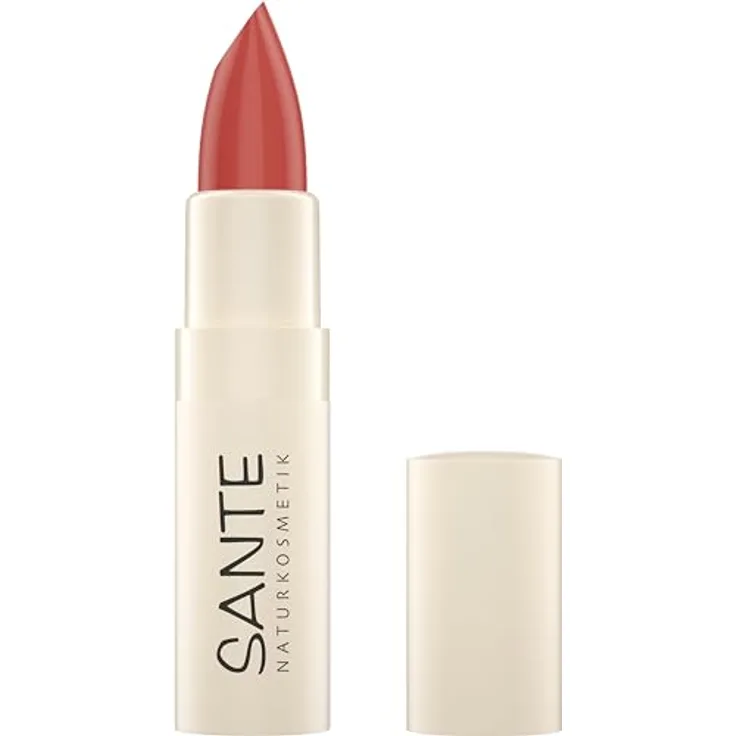 SANTE Naturkosmetik Moisture Lipstick 03 Rose Nude, feuchtigkeitsspendender Lippenstift mit Hyaluron, Plump Effekt und Sepilift, zart-kühler Rotton, 4,5g