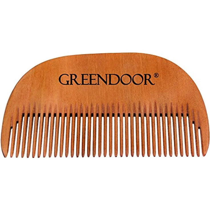GREENDOOR Bartkamm, heimisches Hartholz, Herstellung in deutscher Manufaktur, 80 x 50 mm, antistatisch, Bart Holz Kamm Kirsche/Birne/Apfel/Esche/Ahorn/Nussbaum – Bild 1