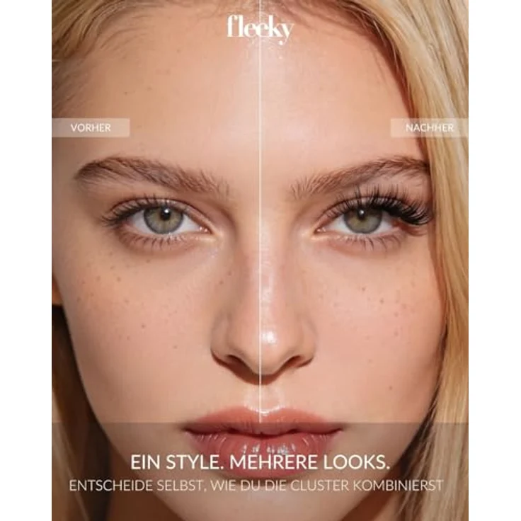 fleeky Press-On Lashes Glam, voluminöse Wimpern mit selbstklebender W-Bonding-Technologie, bis zu 3 Tage Halt – Bild 2