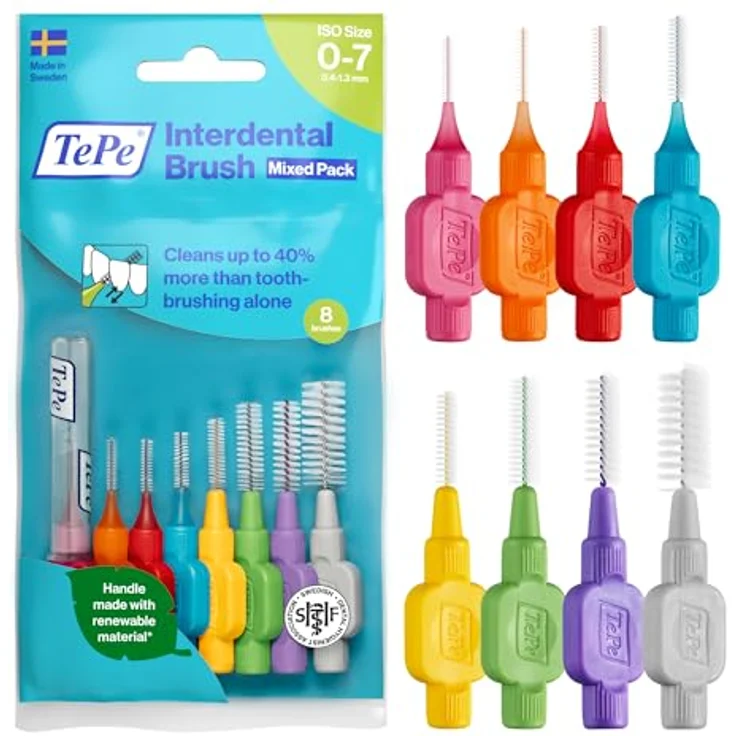 TePe Interdentalbürste - Für eine einfache und gründliche Reinigung der Zahnzwischenräume 1 x 8 Interdental Bürsten Interdentalbürsten bunt – Bild 2