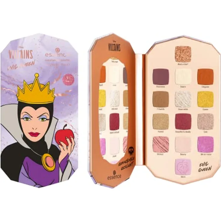 essence Disney Villains Evil Queen eyeshadow palette, Lidschatten, Nr. 01, Mehrfarbig, 14 Farben, langanhaltend, vegan, ohne Mikroplastikpartikel, Nanopartikel frei, ölfrei, 1er Pack (11.2g)