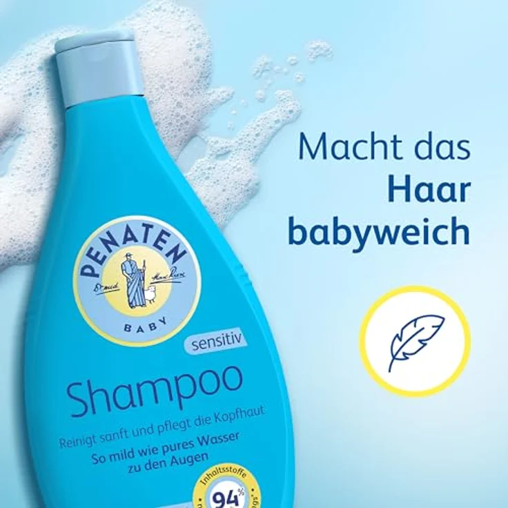 Penaten Mild Cleansing Baby Shampoo für empfindliche Babykopfhaut, 400ml - Keine-Tränen-mehr-Formel, sanfte Pflege – Bild 3
