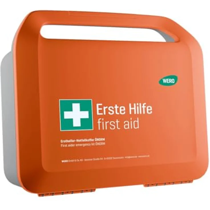 WERO Erste-Hilfe-Koffer Smart Case groß ÖNORM Z 1020, staub- & spritzwassergeschützt mit Farbleitsystem und Wandhalterung – Bild 3