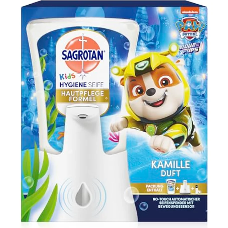 Sagrotan No-Touch Kids Hygiene Seife Starter-Set - Automatischer Seifenspender Kamille, 250 ml Handseife – Bild 2