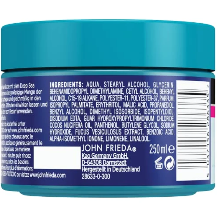John Frieda Deep Sea Hydration Feuchtigkeits-Maske - Inhalt: 250 ml - Haarkur - Intensive Vitalisierung und Kräftigung – Bild 2