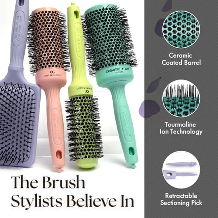 Olivia Garden Ceramic Ion Round Thermal Hair Brush 2.125, professionelle Rundbürste mit Keramik-Ionen-Technologie für glänzende, voluminöse Frisuren – Bild 4