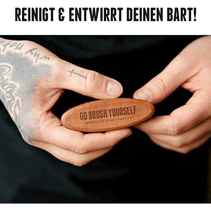 Bartbürste · BROOKLYN SOAP COMPANY · Bürste mit veganen Borsten - für die tägliche Bartpflege von 3-Tage-Bart oder Vollbart · Beard Brush als Geschenk für Männer und für die Reise ✓ – Bild 3