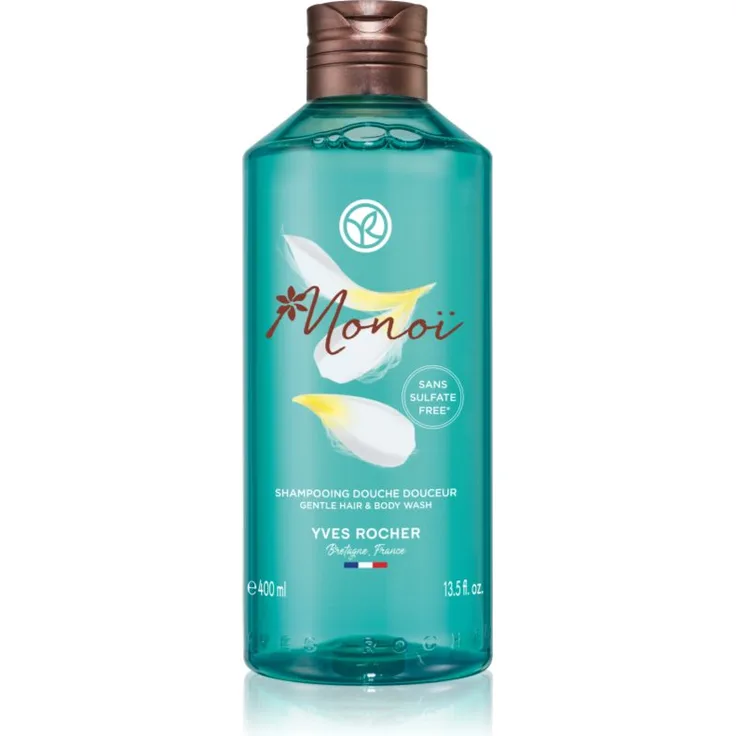 Yves Rocher Monoi de Tahiti Duschgel und Shampoo 2 in 1, 400 ml, feuchtigkeitsspendend für Haare und Körper