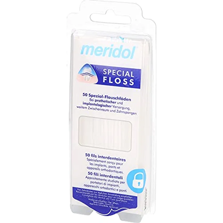 Meridol Special-Floss 50er-Pack Zahnseide/Flosser Bei prothetischer und implantologischer Versorgung – Bild 2