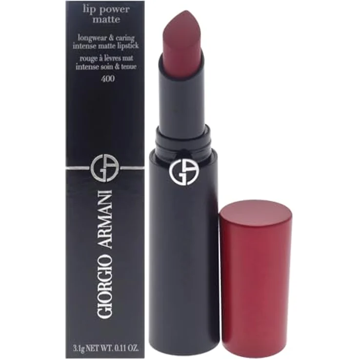 Giorgio Armani Lip Power Long-Lasting Matte Lippenstift, 400 ml, 400 ml - Jojobaöl & Olivenöl, Soft-Glide-Technologie – Bild 1