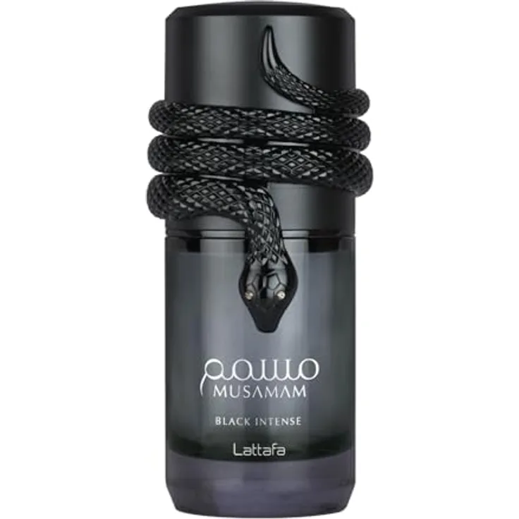 Lattafa Musamam Black Intense Eau de Parfum, 100 ml, Herrenduft mit Lavendel, Muskatnuss und holzigen Noten