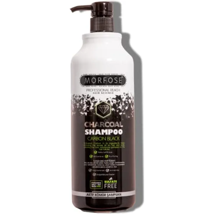Morfose Charcoal Shampoo Tiefenreinigungsshampoo für fettiges Haar, 1000 ml