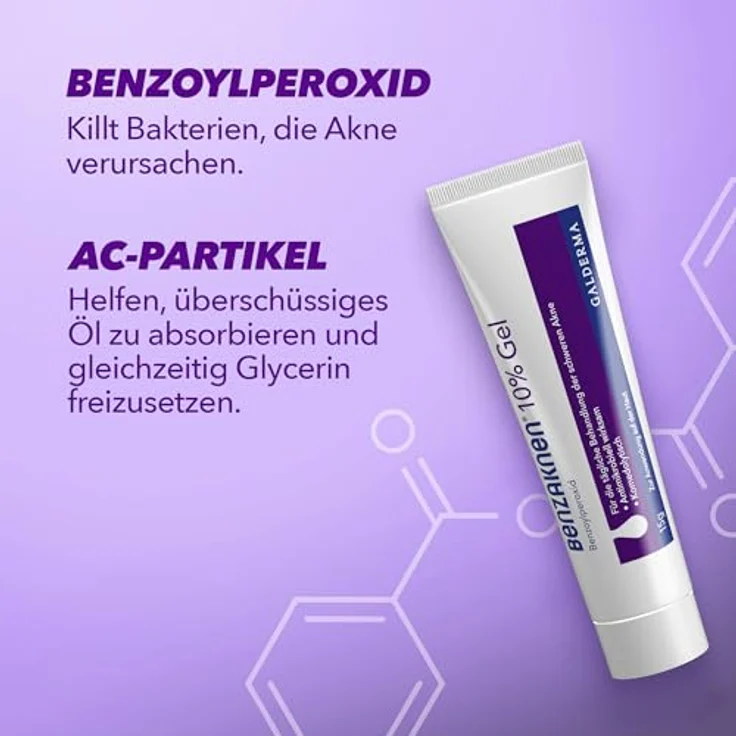 Benzaknen BENZAKNEN 10% Gel, 15g, Mittel gegen Pickel und Mitesser bei schwerer Akne, Befreit Poren und reduziert Talg & Entzündungen, Mit BPO (Benzoylperoxid), Dermatologisch getestet – Bild 3