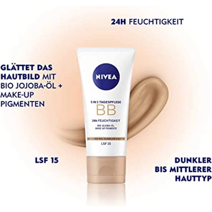 Nivea Gesichtspflege Tagespflege Bb Cream 5 In 1 Blemish Balm Mittel Bis Dunkel (Lsf 15) 50 ml Tagespflege für Damen und Herren – Bild 4