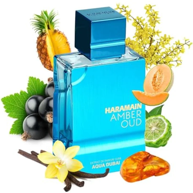 Al Haramain Amber Oud Aqua Dubai 100 ml Eau de Parfum Spray, luxuriöses unisex arabisches Parfüm mit fruchtigem Amber- und Moschusduft – Bild 2