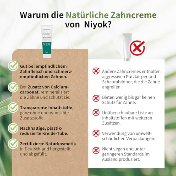 Niyok® Whitening Zahnpasta "Mint" (75ml) • Remineralisierende Zahnpasta für weiße Zähne • Natürliche Pflege & Frische • Plastikreduzierte Tube • Ohne Fluorid & Vegan – Bild 5