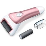 BEURER Elektrischer Hornhautentferner MP 55, mit manueller Hornhautraspel zur Vorbehandlung, freistehende XXL-Rolle, 2 Sandpapieraufsätze (grob & fein), LED-Licht