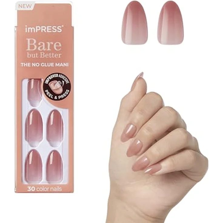 KISS imPRESS Bare but Better Serenity künstliche Fingernägel, 30 St. – Bild 1