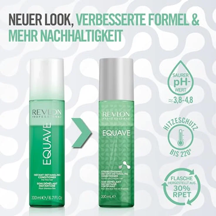 REVLON PROFESSIONAL EQUAVE Strengthening Instant Detangling Conditioner, 200 ml, entwirrender Leave in Sprühconditioner für feines & brüchiges Haar, 2-Phasen Haarpflege mit Hitzeschutz – Bild 2