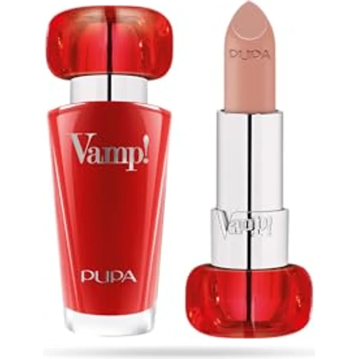 PUPA Milano Vamp! Luminous Lipstick, voluminisierender Lippenstift mit Satin-Effekt, Farbton 100 Naked Skin, 3.5 g – Bild 1