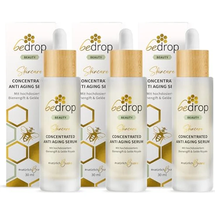 bedrop Concentrated Anti Aging Serum mit Bienengift & Gelée Royal hochdosiert - Reine Imker Qualität ohne Zusatzstoffe (3x 30 ml Sparset) – Bild 1
