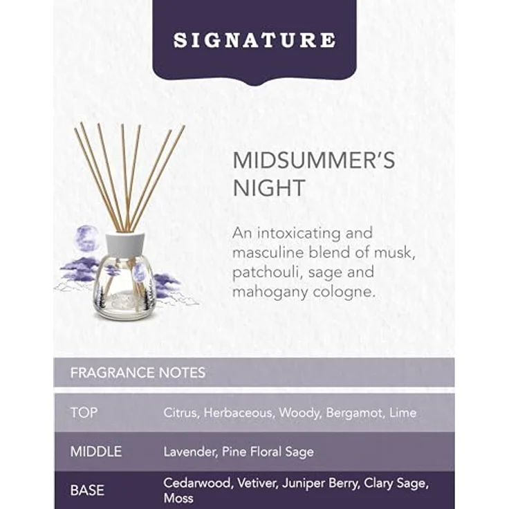 Yankee Candle Signature Nachfüllung für Diffusor mit Rattanstäbchen | Midsummer's Night | 200ml | bis zu 20 Wochen Duft | Perfekte Geschenke für Frauen – Bild 3