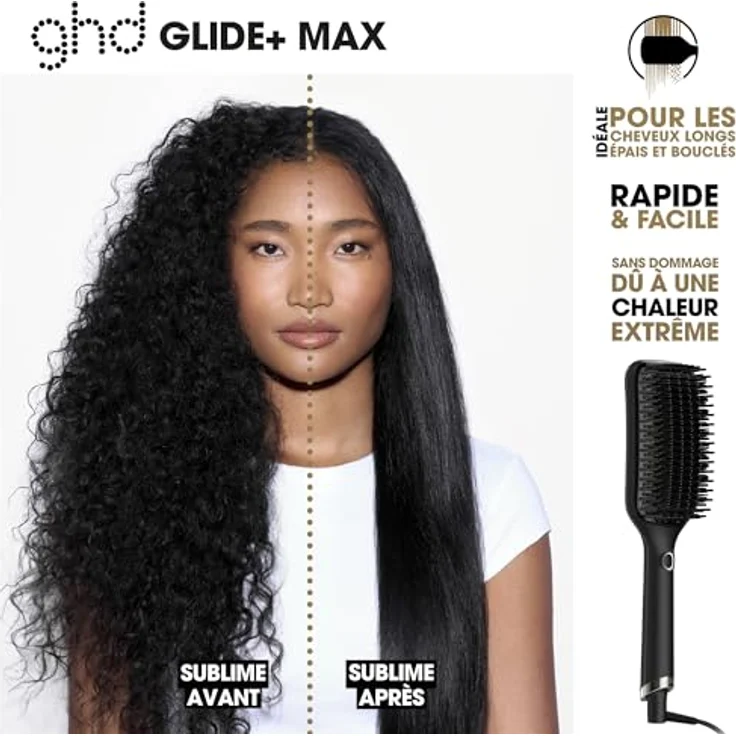 ghd glide+ max, Smoothing Hot Brush in Schwarz, Warmluftbürste mit Ionisator und optimierter Heiztechnologie für langes, dickes und lockiges Haar – Bild 2