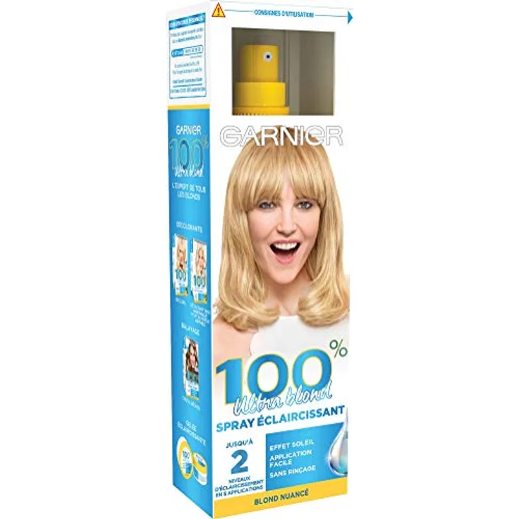 Garnier 100% Ultra Blond Aufhellungsspray, Strähnen-Effekte für blondes bis kastanienbraunes Haar, 125 ml