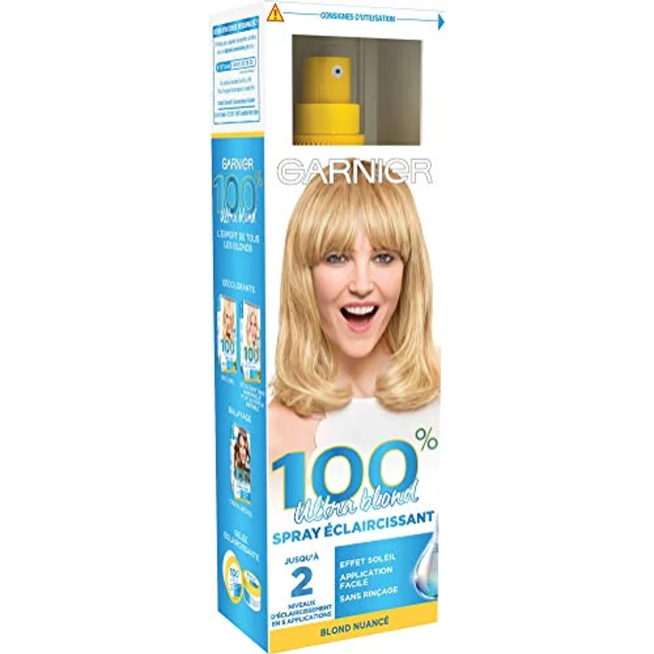 Garnier 100% Ultra Blond Aufhellungsspray, Strähnen-Effekte für blondes bis kastanienbraunes Haar, 125 ml – Bild 1