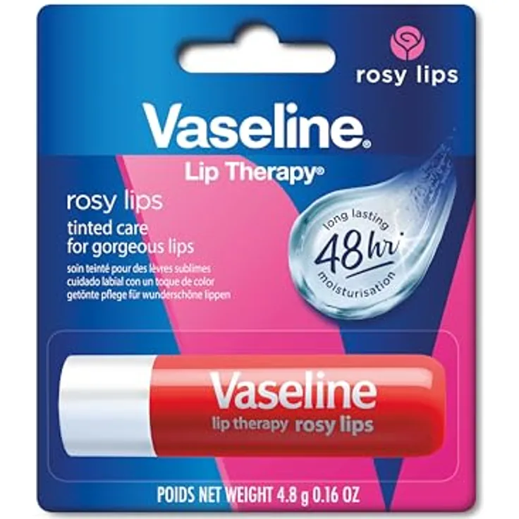 Vaseline Lip Therapy Rosy, Getönter Lippenbalsam mit Mandel- und Rosenöl, 48h Feuchtigkeit, 4.8 g