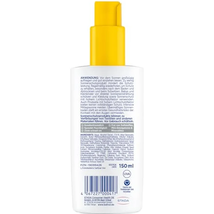 Ladival Sonnenschutz Spray LSF 30, für trockene Haut, beruhigende Sonnencreme bei Neurodermitis, mit Hyaluronsäure, wasserfest, 150ml – Bild 2