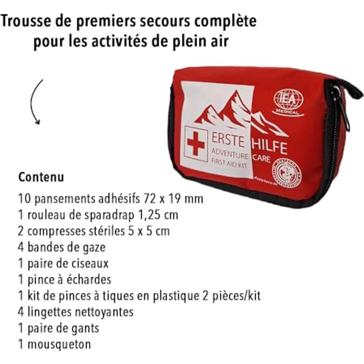 IEA Medical Erste-Hilfe-Set Outdoor, Kompaktes Komplettset mit 26 Teilen für Notfälle beim Wandern, Camping und Reisen – Bild 8