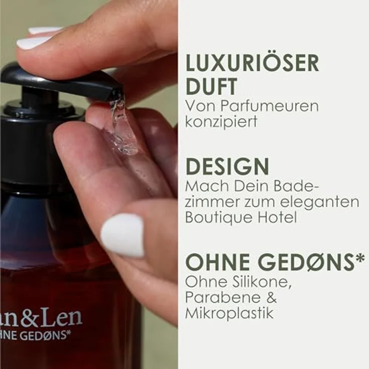 Jean & Len Feuchtigkeit Shampoo Rosemary & Ginger, für trockenes und sprödes Haar, 300 ml, ohne Parabene und Silikone, mit Feuchtigkeitskomplex und würzig-frischem Duft – Bild 2